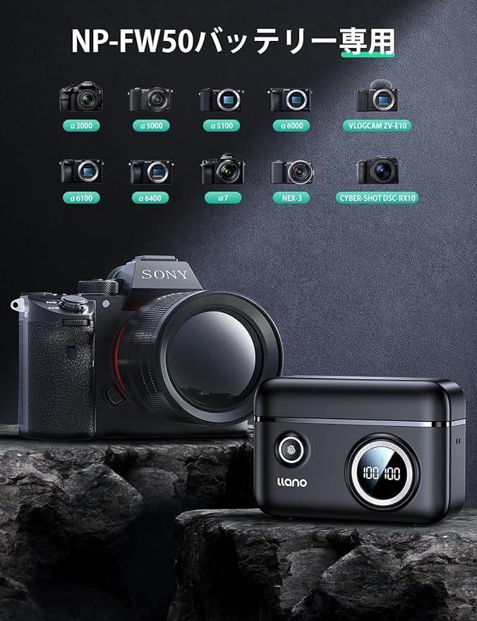 llano CS2デュアルカメラバッテリー急速充電器 NP-FW50用